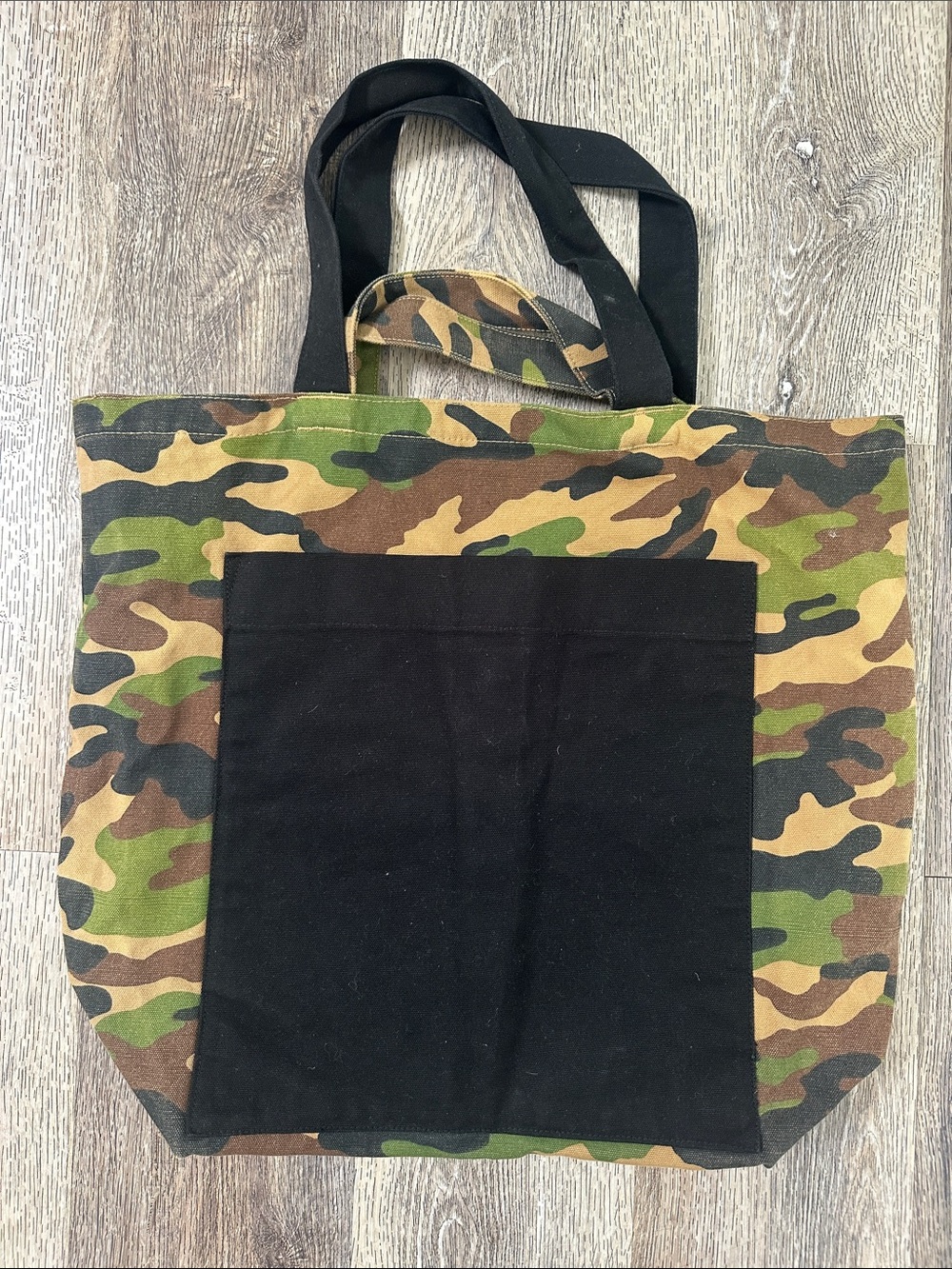 BAGGU Military-Style Camo tote in Tan, Green & Black from their Dead Stock